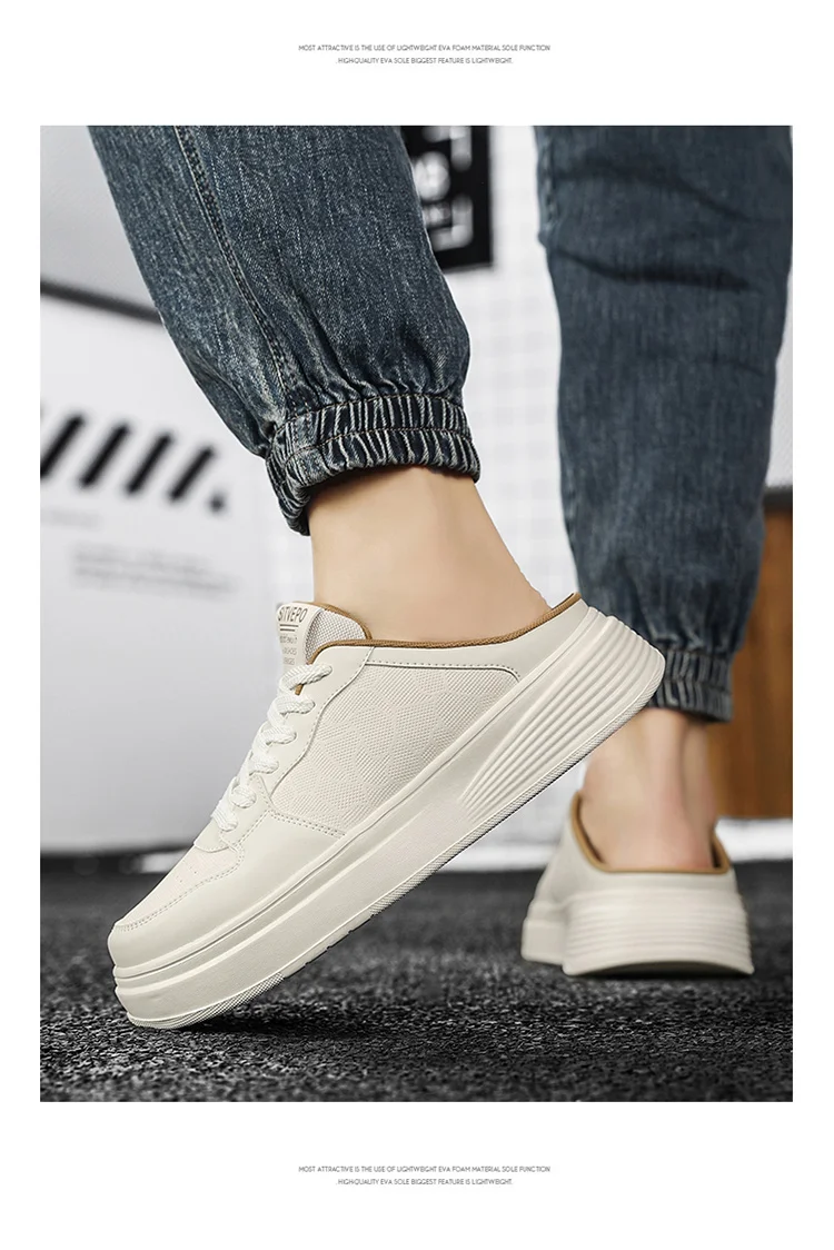 Men's Summer Canvas Slip-On Sandals, Casual Versatile Half-Sandals, Korean-Style Trendy Men's Shoes
