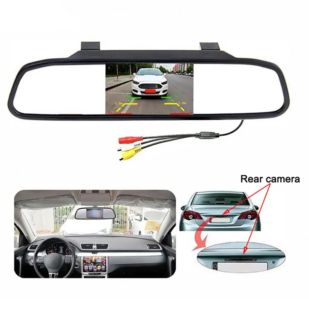 Reverse Camera Night Vision Clear Image 4 Led Car Rear View Camera With 4.3inch Rearview Mirror