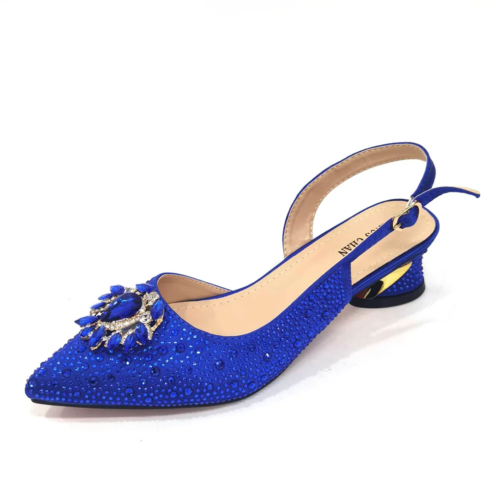 Low Heel Blue Shoes And Bags To Match New Arrival Fashion