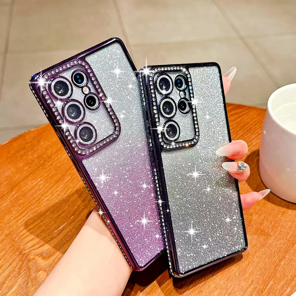 Luxury Bling Glitter Gradient Diamond Transparent Plating Case