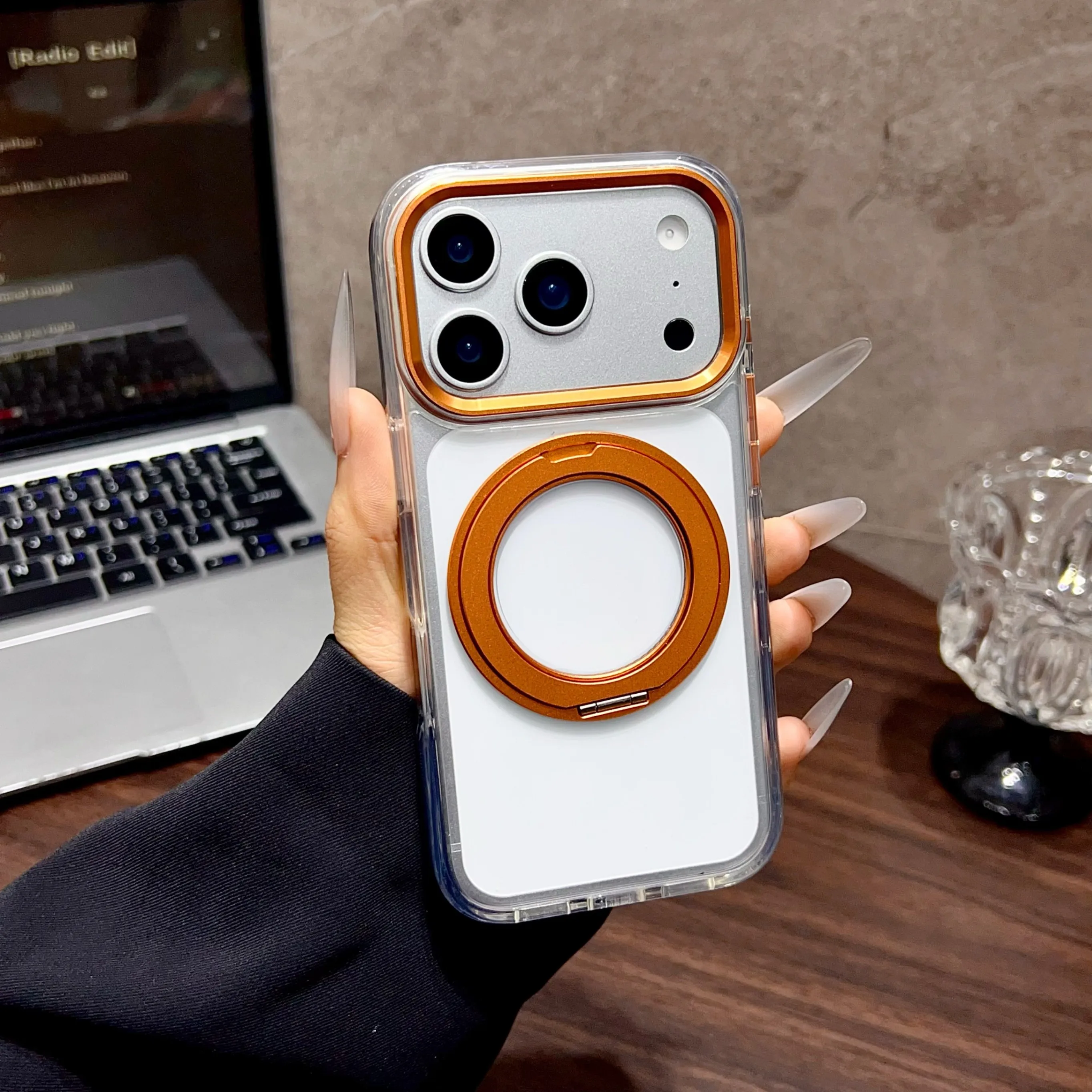 Rotating Stand Case with Magnetic Ring, Clicky Sound, and Military-Grade Drop Protection