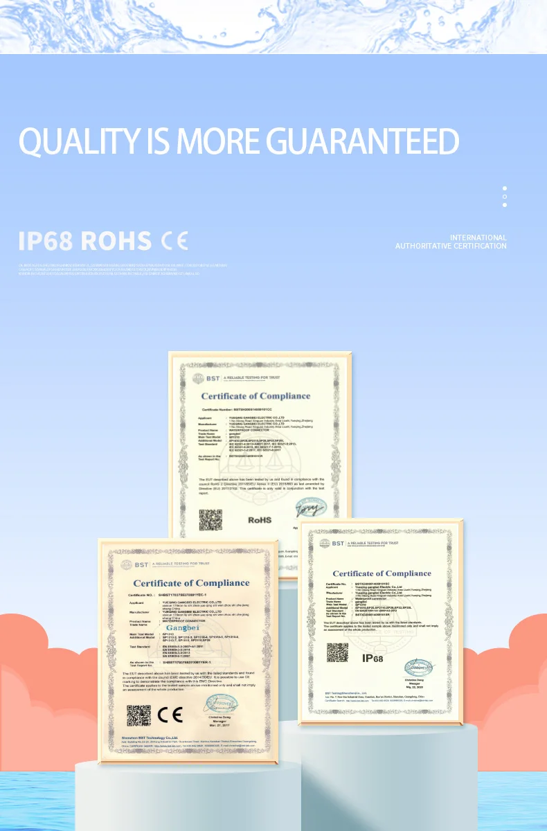 Conector impermeável na linha, IP67, cabo dustproof,