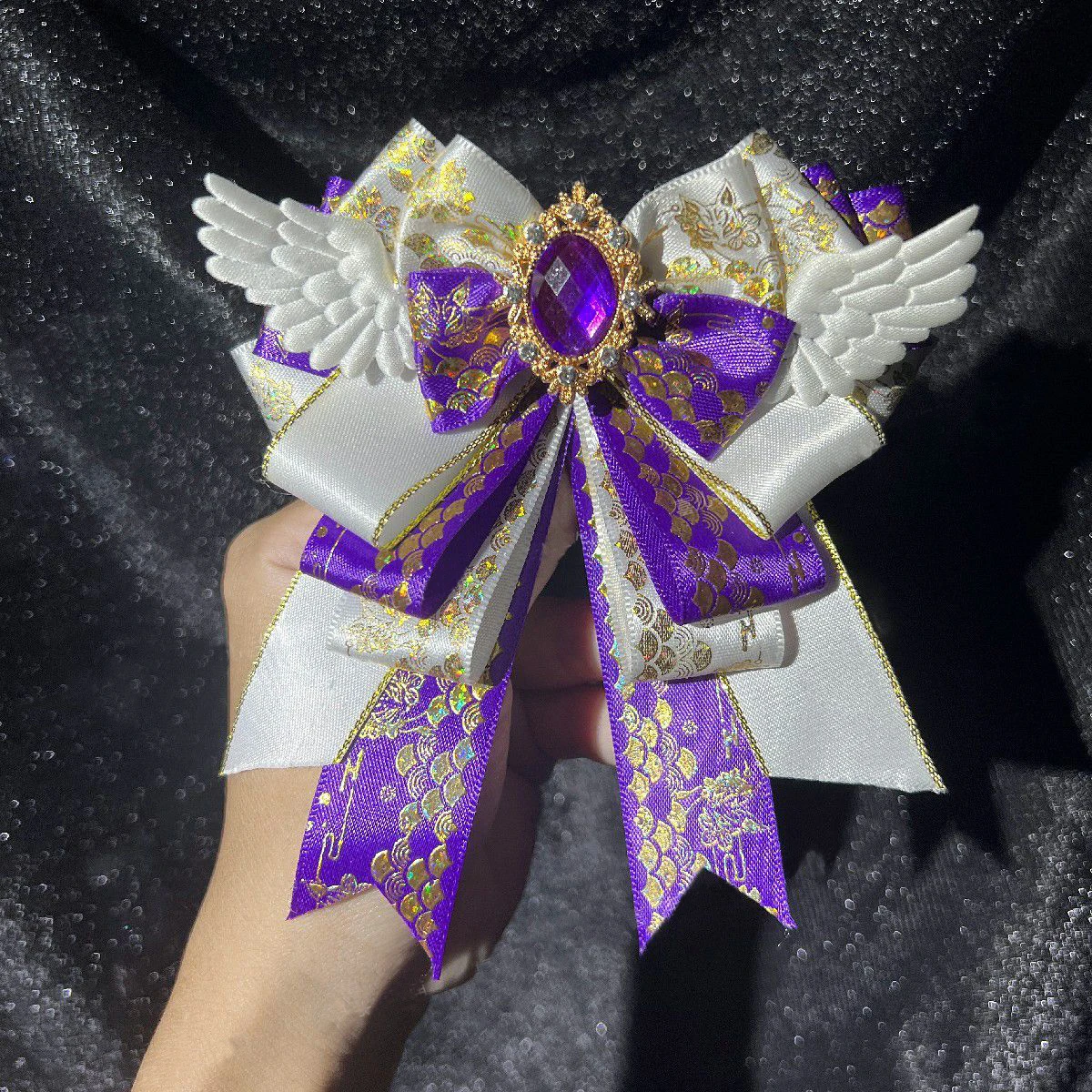 1 Stück Niedliche Engelsflügel-Schleife-Brosche, 11 Farben, Handgefertigtes DIY-Fertigprodukt, Anime Lolita Cosplay, Comic-Ausstellungsdekoration, Rucksack-Dekoration Schleife – Detail 4