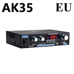 Compact Bluetooth 5.0 Dual Channel HiFi Stereo Amplifier with FM, USB, SD, and Mic Input (AK35)