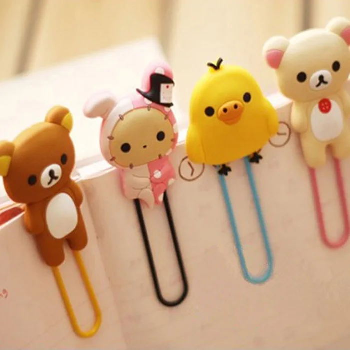 Cartoon PVC Soft Bookmarks Metal Book Clip
