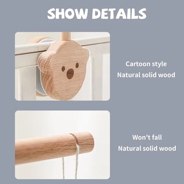 Baby 0-12 Months Beech Wood Bed Bell Bracket Mobile Hanging Rattles Toy Hanger Baby Crib Mobile Bed Bell Protection Holder  4