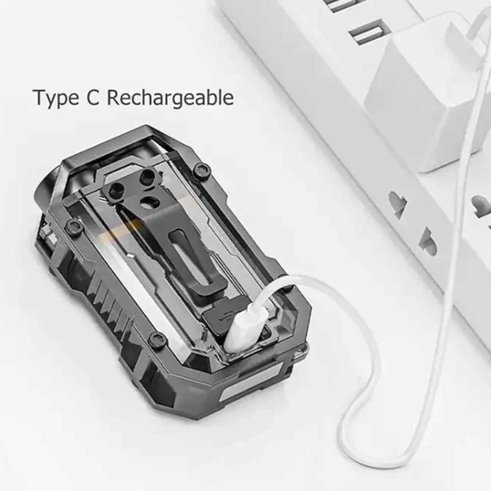Powerful LED Flashlight Mini EDC Keychain Light Torch With Tail Magnet Super Bright Cap Lamp Type-c USB Rechargeable Waterproof