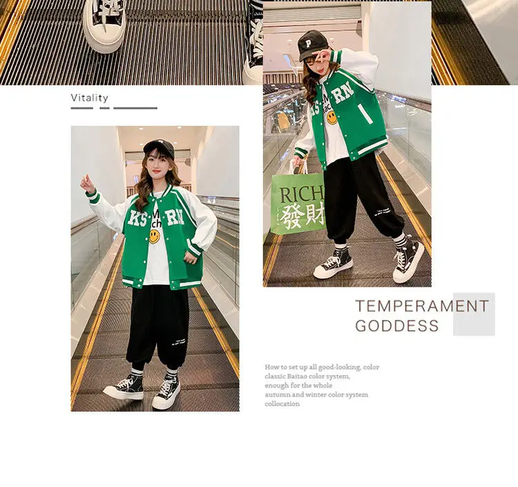 winter fleece jacket Spring Autumn Green Baseball Jacket Big Kids Teens Casual Clothes For Teenage Girls Sports Outerwear Coat Age 4 5 7 9 11 13 YearSpring Autumn Green Baseball Jacket Big Kids Teens Casual Clothes For Teenage Girls Sports Outerwear Coat Age 4 5 7 9 11 13 Year leather jacket with hood