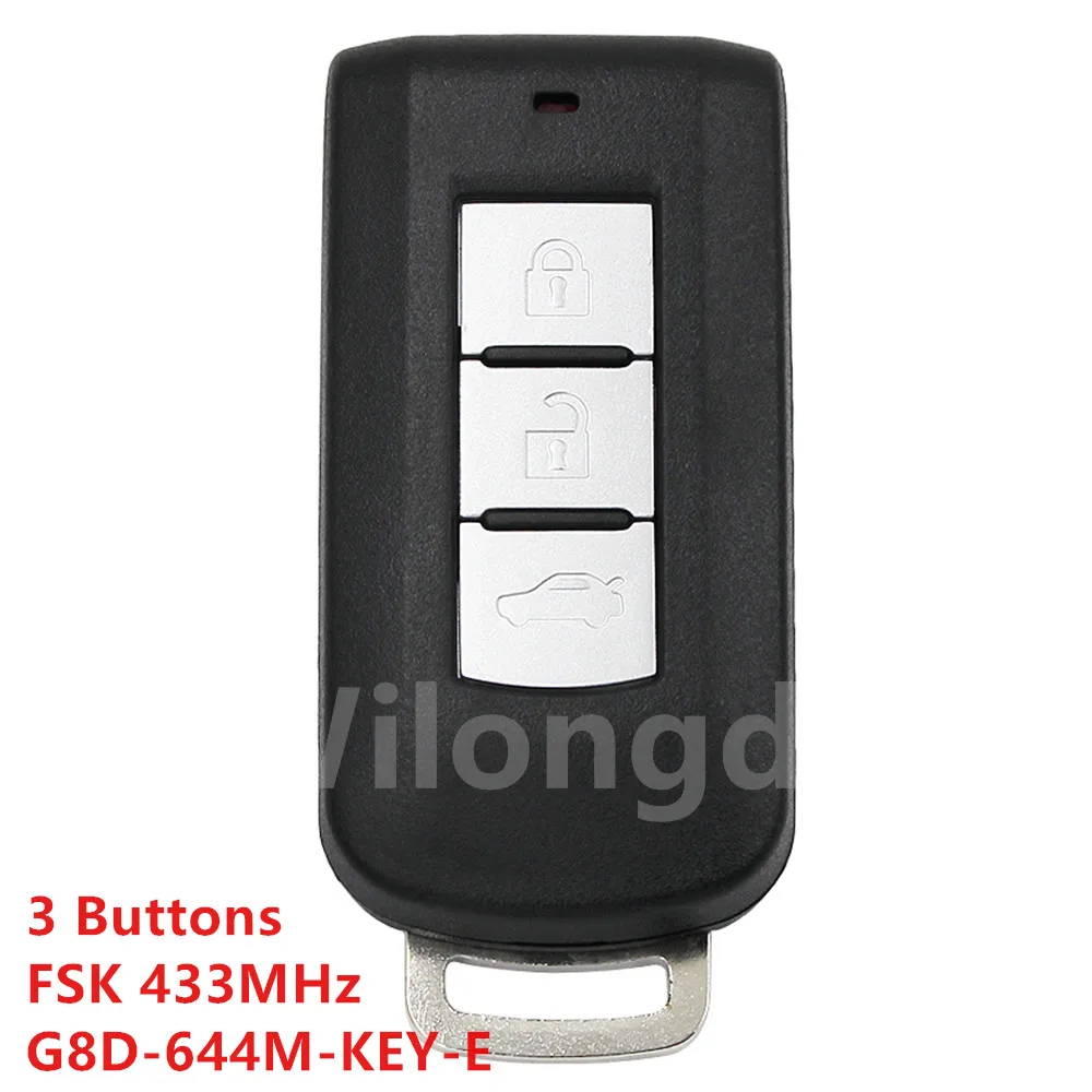 

2Pcs 3 Buttons Smart Remote Car Key FSK 433MHz PCF7952 Chip For Mitsubishi Lancer Outlander ASX G8D-644M-KEY-E With Insert Key