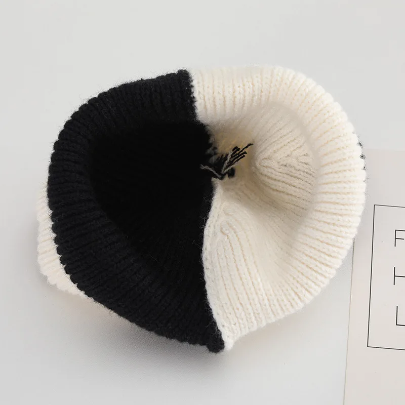 Winter Baby Cartoon Beanie Cap Kids Cute Bear Ear Ear Protection Knitted Hat Boy Girls Warm Woolen Pullover Beanies Children