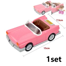 Large Building Block Figures & Furniture Set - House Essentials & Accessories (Pink long Car)