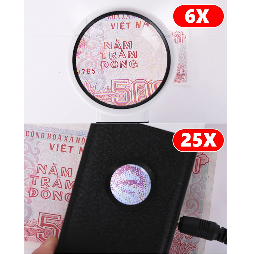Folding Magnifying Glass Stand Table Magnifier Led Lights illumination 6X / 25X Reading Magnifier Jewelry Identify Coin jewelry magnifier jewelry magnifying glass magnifying glass reading magnifier magnifying glass lamp