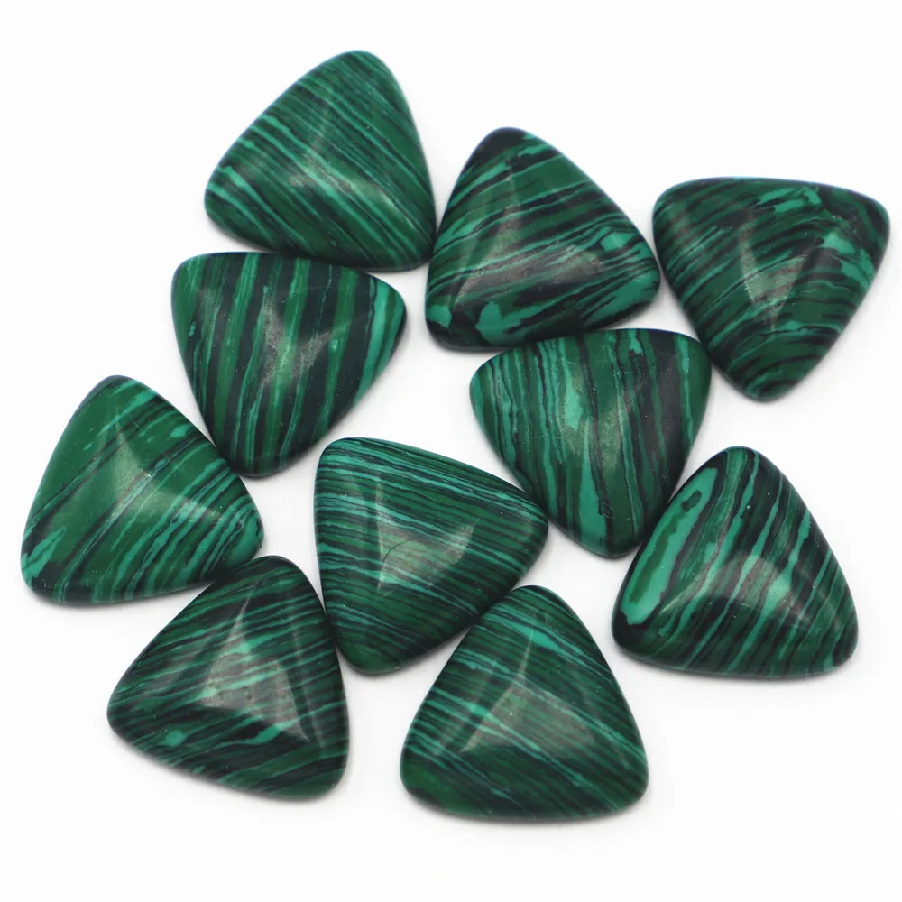 25X25Mm Pietra Naturale Malachite Triangolo Cabochon Impostazione Perline Per Gioielli E Vestiti Accessori All'Ingrosso 12 Pezzi Spedizione Gratuita