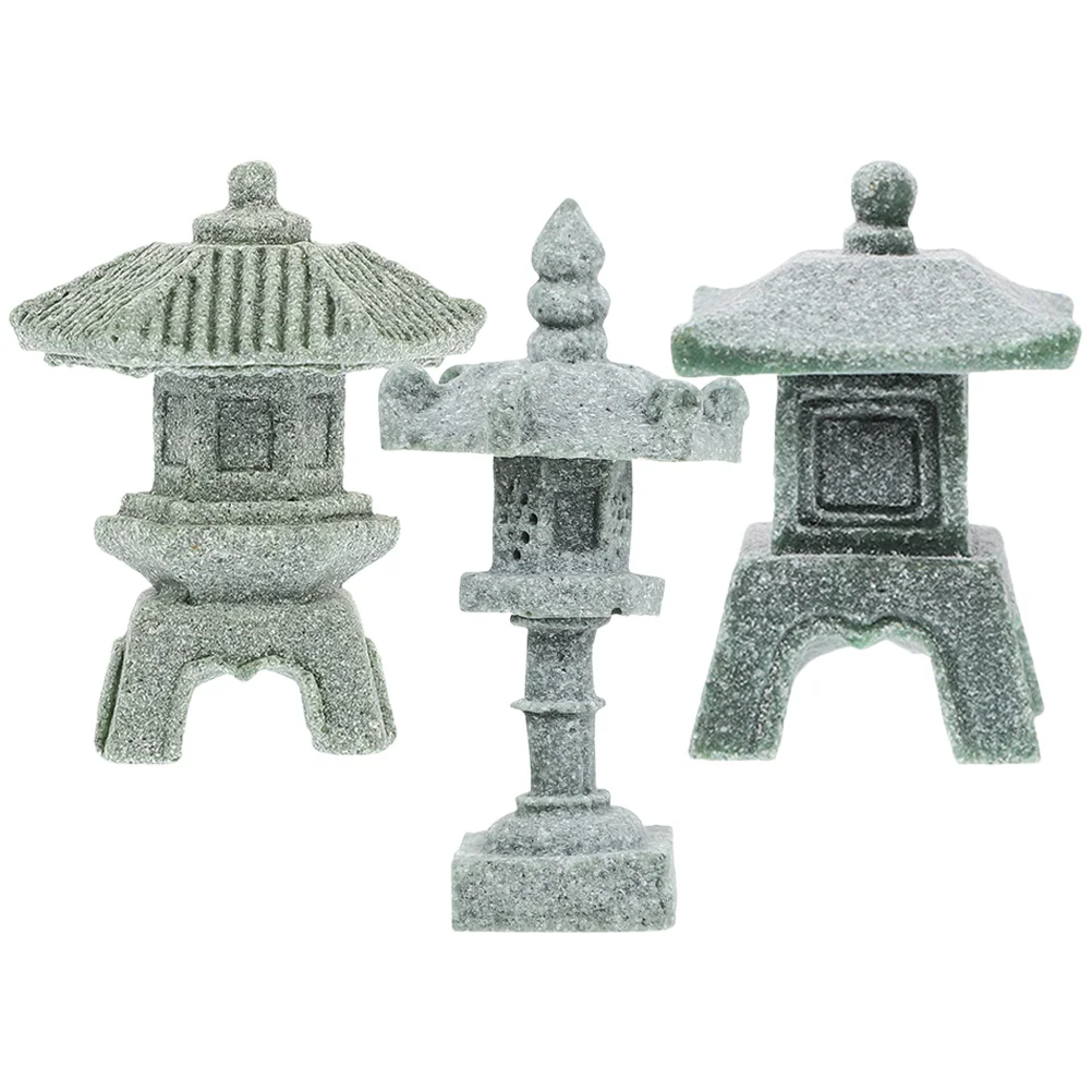 

3Pcs Miniature Pagoda Lantern Garden Accessory Terrarium Bonsai Micro Landscape Decor