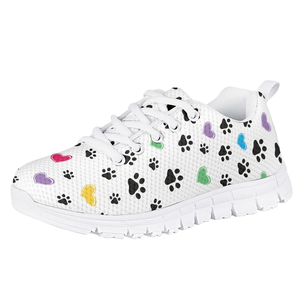 

Love Pets Comfortable Warm Sneaker Spring Autumn Cartoon Dog Paw Pattern Flats Shoes for Girls Boy Casual Lace Up Custom Zapatos