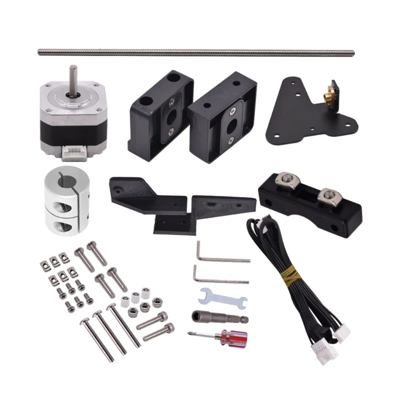 

3D Printer Dual Z-axis Upgrade Kit, Aluminum Dual Z-Tension Lead Screw 42-34 Stepper Motor Kit Professional LX9A