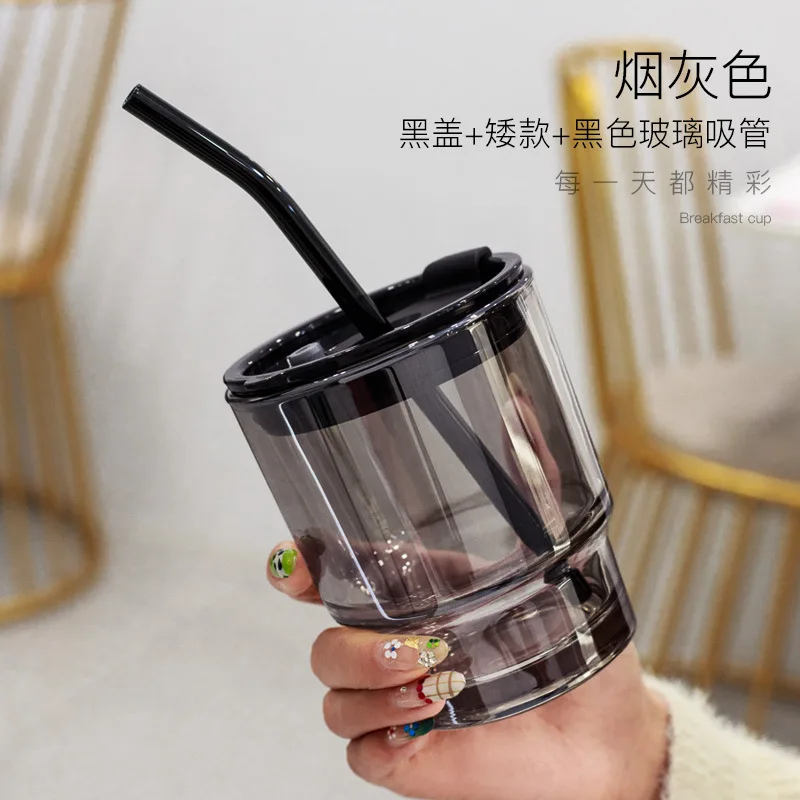 450ML Cups With Lids And Straws Coffee Mug Tumblers With Lid And Straws  Bulk Cup Heat Resistant Leather Water Tea Wine Drinkware - AliExpress