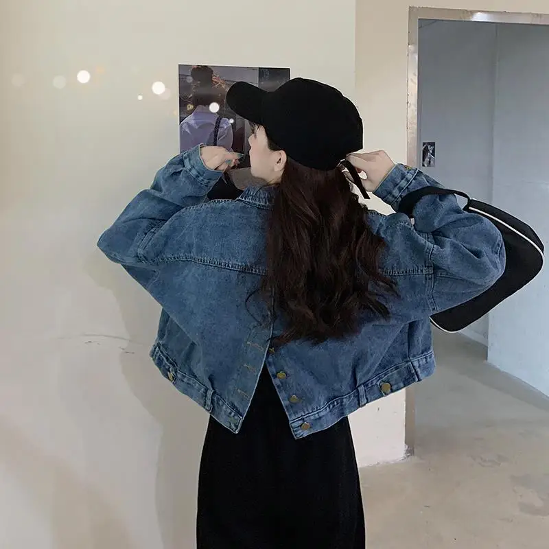 

Denim Jacket Women's Casual Split Back Denim Coat Spring Autumn New Loose Fashion Jean Jacket Women Long Sleeve Coat Outwear Top