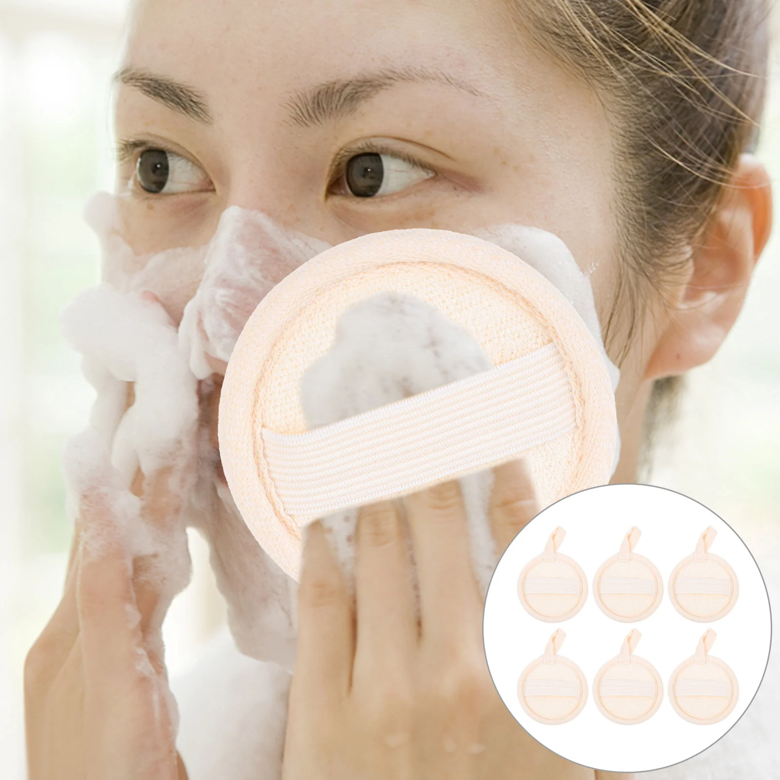 

6 Pcs Makeup Remover Cotton Face Pad Loofah Cleaning Bathing Sponge Facial Pads Exfoliating Scrubbers for Body