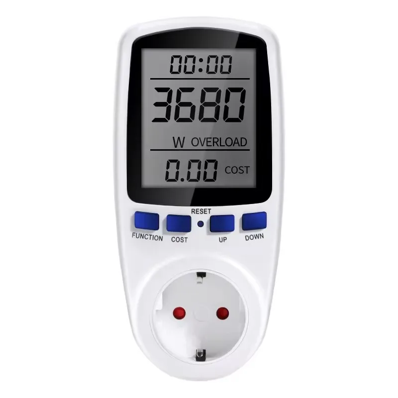AC 220V LCD Wattmeter Socket Wattage Kwh Energy Meter Power Analyzer EU Plug