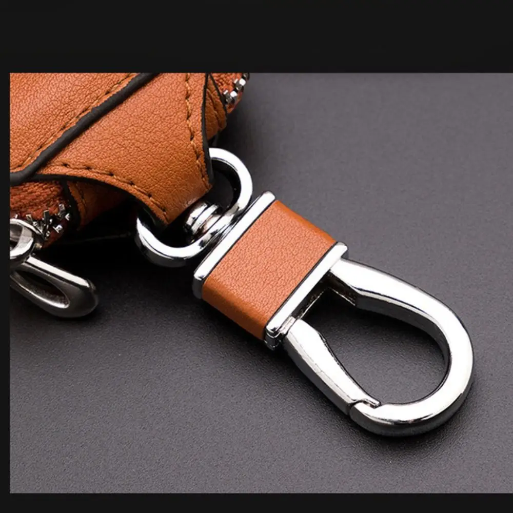 Leather Key Holder and Organizer Zipper Pouch
