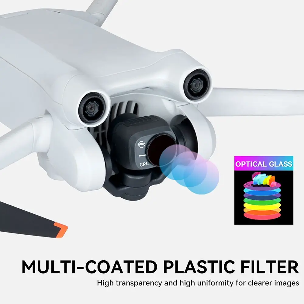 Filtre CPL pour DJI Mini 3 Pro, avec reflet sur la surface du verre.