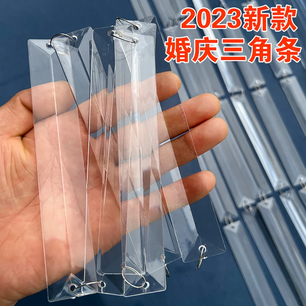 Description Picture 4 of itemCamal 10PCS 150mm Acrylic Long Rectangle Hanging Chandelier Prisms Pendant 2 Holes Lighting Part Lamp Wedding Decor w/15mm Rings