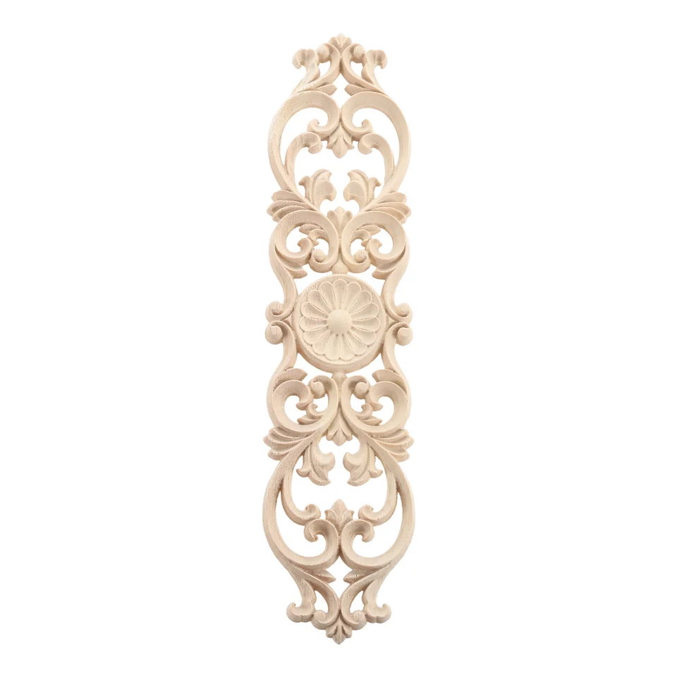 SAMEZA 1pcs Mobili Applique in Legno Onlay Legno Intagliato Appliques Onlay Decor Non Verniciato Fai da Te Decorativo per Letto Porta Armadio