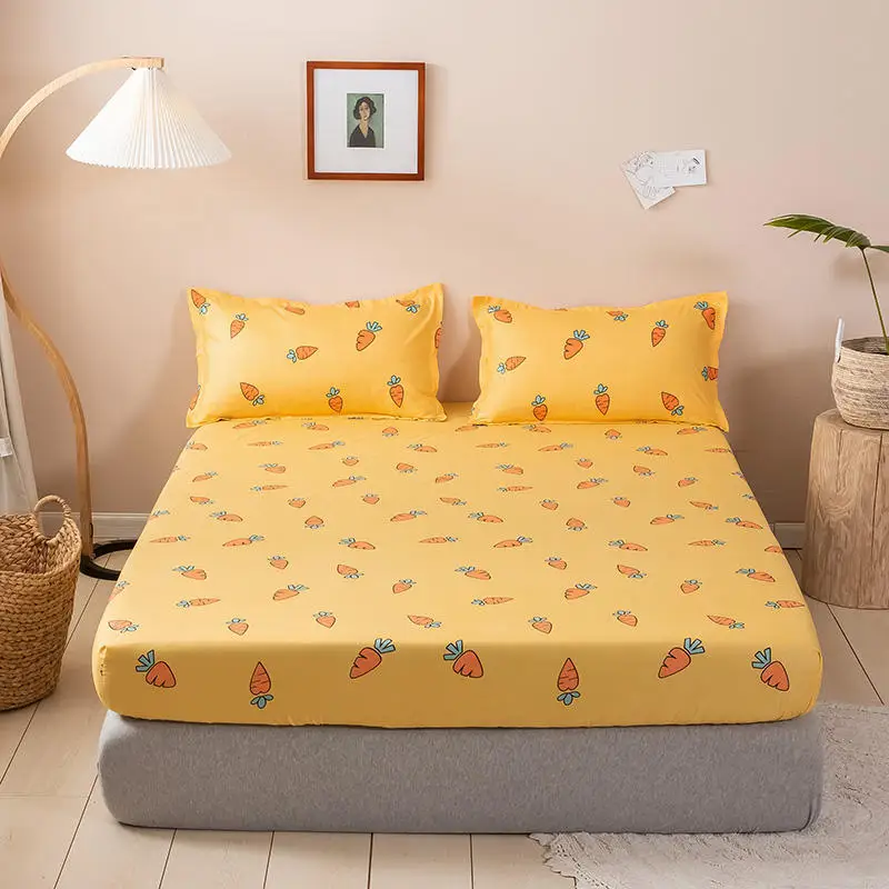 Description Picture 2 of itemYaapeet 1 pc Mattress Cover With Elastic Twin/Full/Queen/King Size Fitted Sheet Carrot Pattern Bedsheet For Adults Children