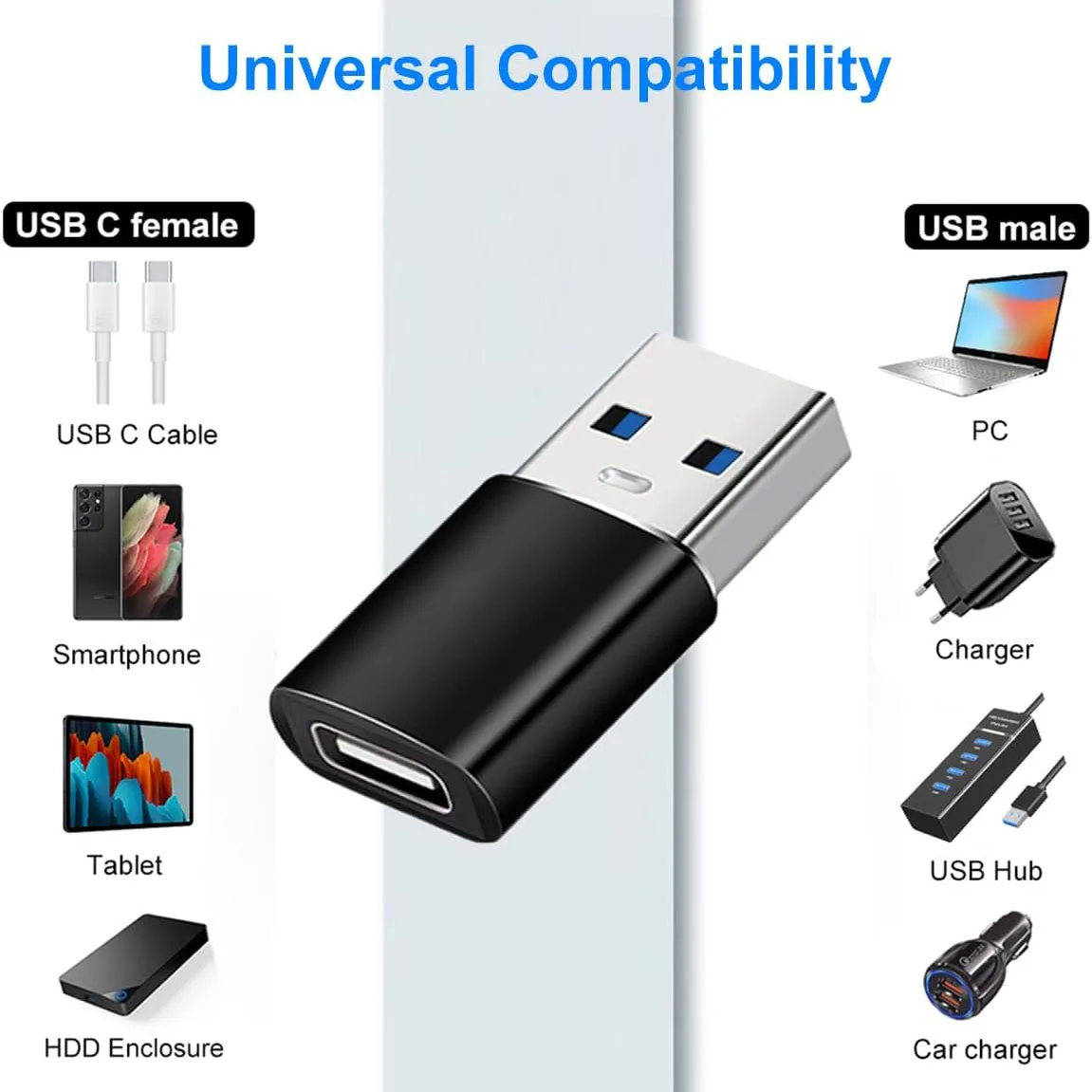4개의 USB 어댑터: USB-C/마이크로 USB/USB-A(암) - USB-A/USB-C/마이크로 USB, 다양한 장치 변환에 적합
