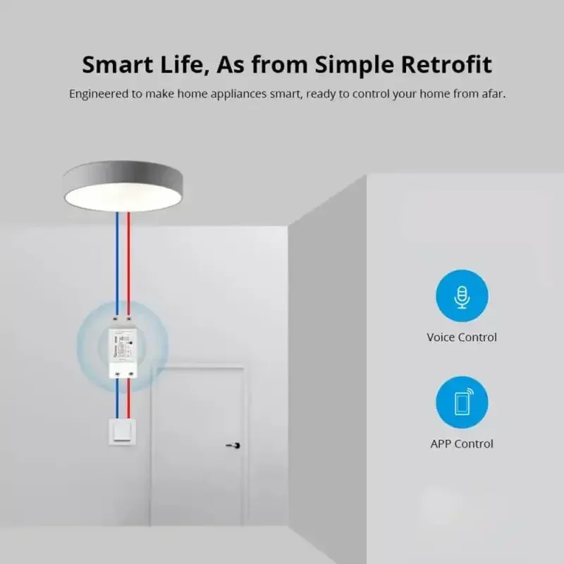 SONOFF BASICR2 Smart ON/OFF WiFi Switch Light Timer APP/Voice Remote Control DIY Mode Work With Alexa Google Home 1-5PCS