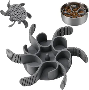 Dog Slow Feeder Bowls Silicone Spiral Pet Food Feeder for Large Medium Small Breed Dogs Pet Bowls (Grey) Pet Supplies