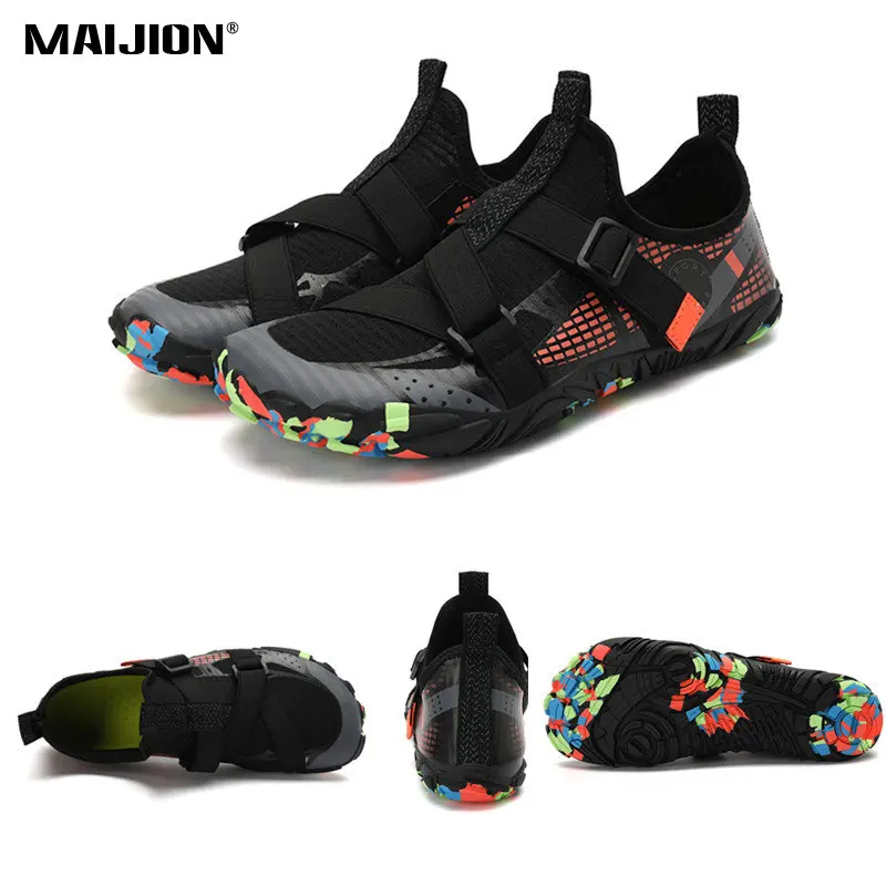 Men Breathable Elastic Flat Upstream Footwear Water Shoes Nonslip Seaside Surfing Water Sports Shoes Outdoor Beach Aqua