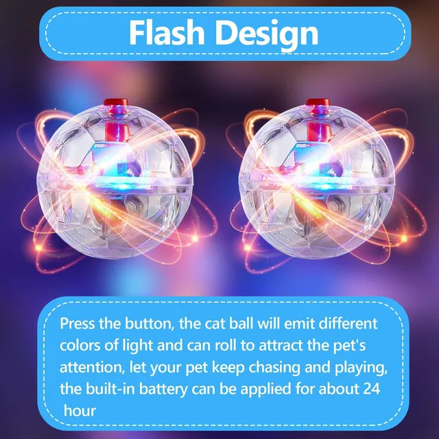 3Pcs Cat Motion Light Up Interactive Flash Ball Ghost Small Battery Powered Paranormal Equipment Portable LED Gift Pet Toys 4
