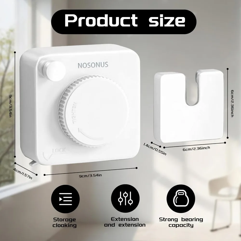 Retractable Clothesline Indoor, Non-Sagging Outdoor Clothes Line Retracting, 13.7 Ft Heavy Duty Clothes Drying Laundry Line, Wal