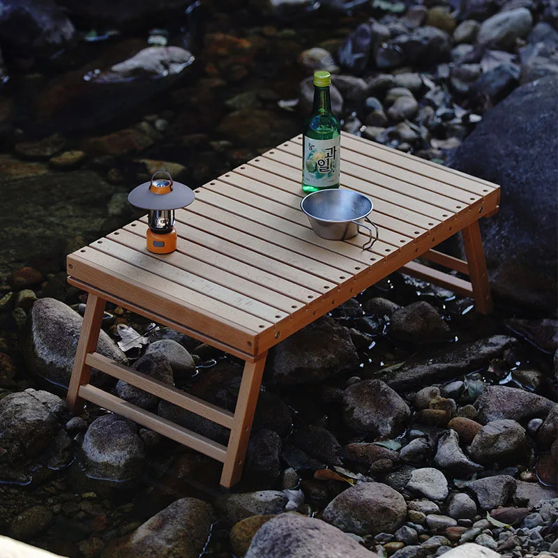 

Outdoor Solid Wood Table Portable Folding Table Camping Hiking Barbecue Small Table Self-driving Tour Rack Picnic Table