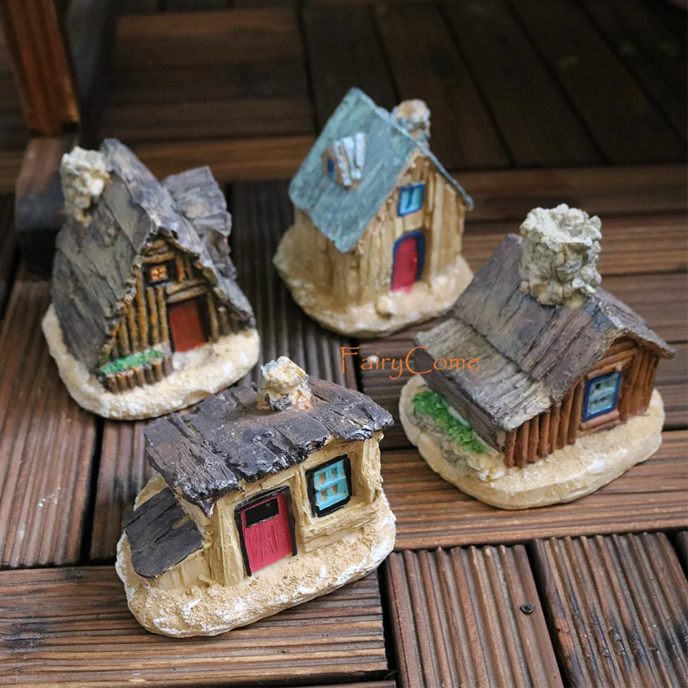 Miniatur-Feengarten-Steinhäuser Set – 12 Stück Aus Kunstharz, DIY-Dekoration Für Garten & Zuhause
