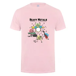 Heavy Metals Rock Chemistry Graphic Cotton T - Shirt for Men - Short Sleeve Summer Tee (Pink)