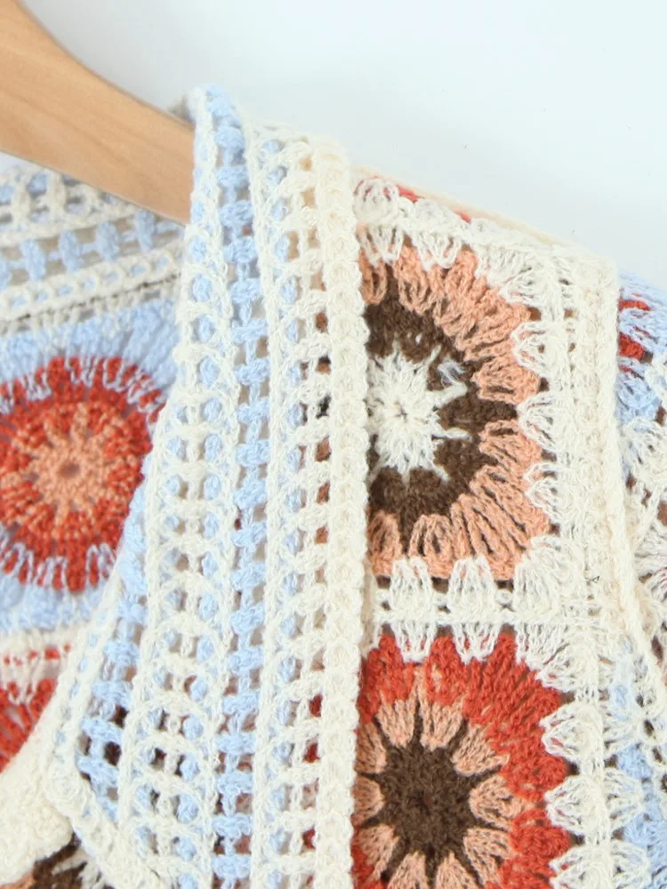 Chaleco De Punto Mujer Chaleco De Ganchillo Floral Sin Mangas