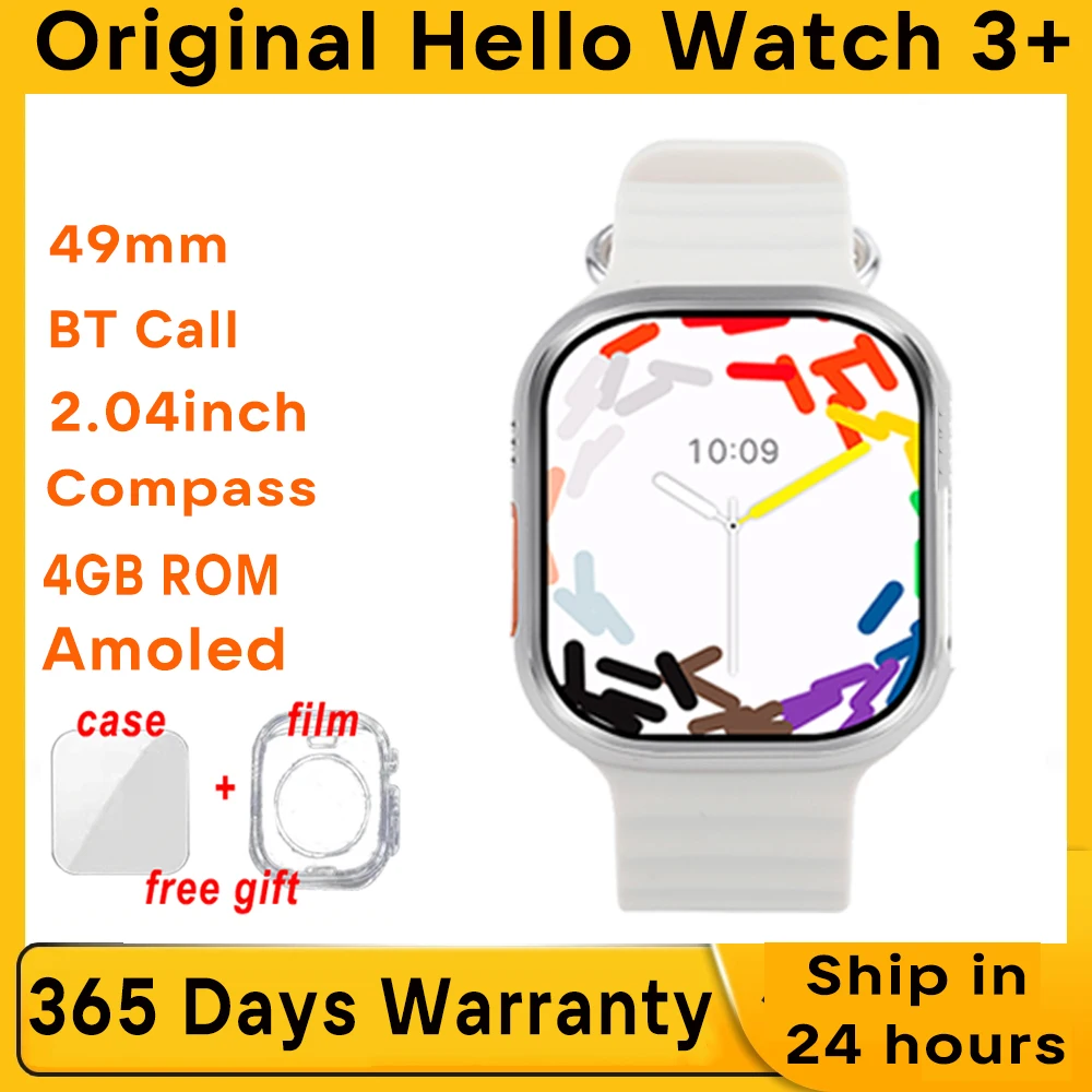  Amoled 헬로 워치 3 플러스, 4GB ROM, 스마트 워치 2.04 인치, 49mm, NFC 나침반 173, 스포츠 헬로 워치 3 +, 남녀공용 스마트워치