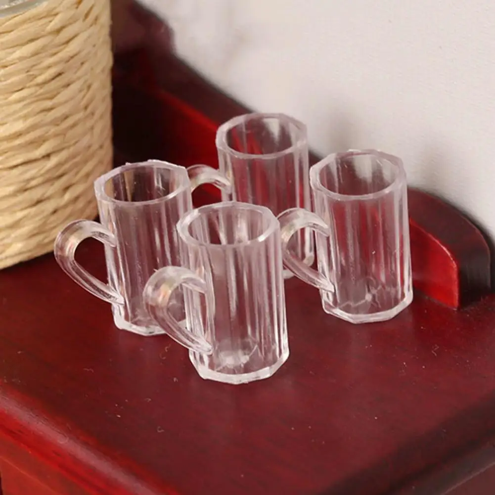 10Pcs 1:12 Beer Mug Model Highly Restored Undeformable Easy to Clean DIY Simulated Empty Mug Model Micro Landscape Supply