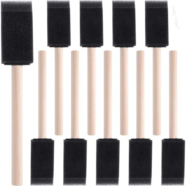 10/12 pennelli in schiuma, pennelli in spugna per vernici, pennelli in spugna riutilizzabili con manici in legno per pittura, colorazione 1