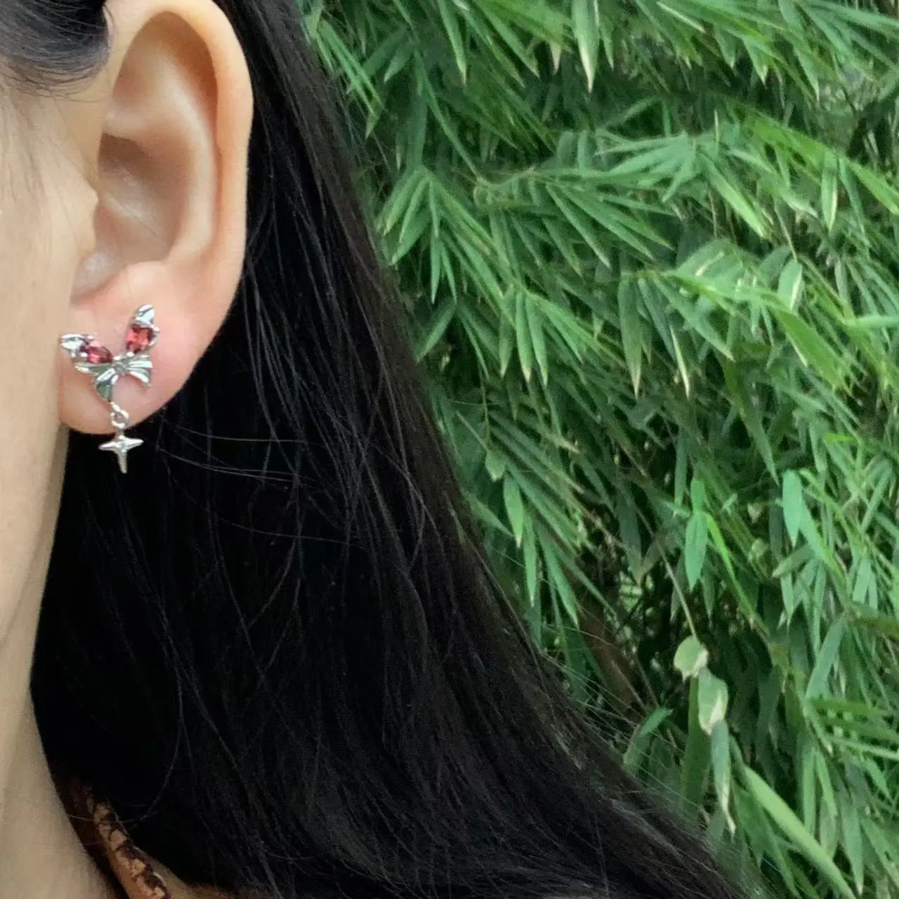 Natural Garnet 925 Sterling Silver Stud Earrings For Women Jewelry Gift Simple Jewelry CUTE Flower