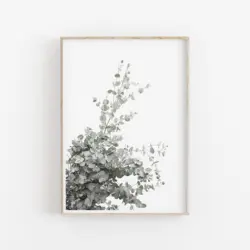 Nordic Botanical Canvas Art: Minimalist Eucalyptus and Palm Leaf Wall Decor - 50x70cm No Framed (05)