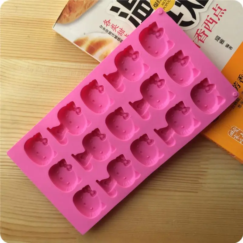 헬로 키티 베이킹 몰드 실리콘 아이스 초콜릿 젤리 푸딩 몰드, 매우 귀여운 고양이 실리콘 수제 실리콘 몰드, 어린이 장난감 