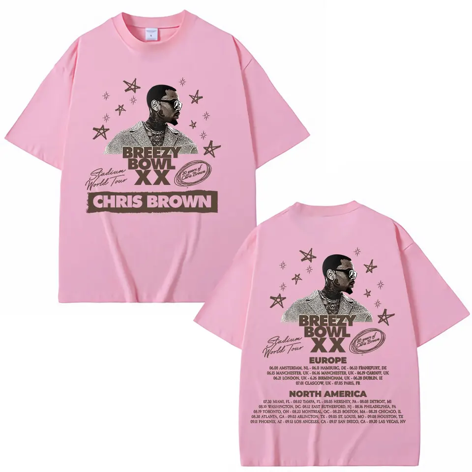 T-shirt Chris Brown Tournée - Coton Oversize Unisexe - Style Hip-hop Décontracté