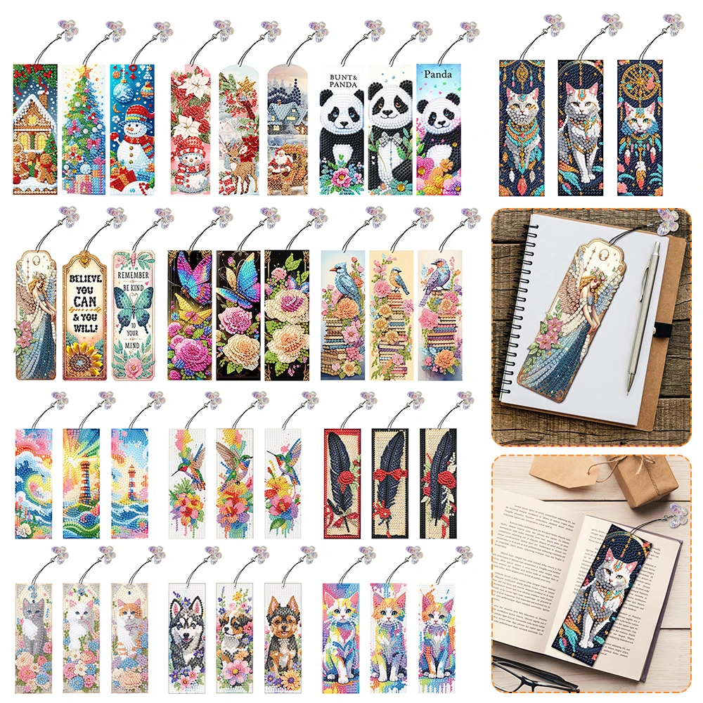 DIY Diamond Art Painting Bookmark Diamond Art Bookmarks Cross Stitch Embroidery Kit Special Shaped Drill for Adults Art Crafts