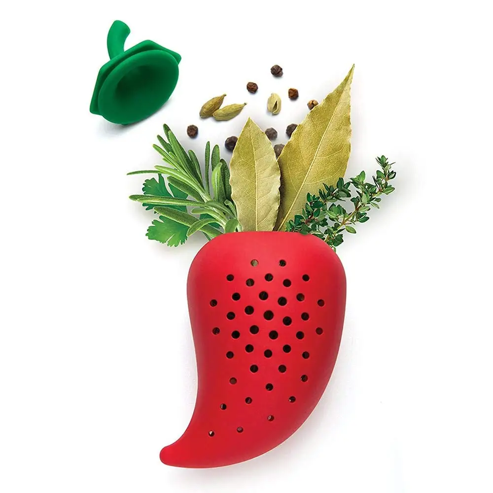 Description Picture 3 of itemCreative Chili Shape Spice Filter Stew and Soup Silicone Seasoning Bag Herbal Infusion Kit Practical Kitchen Tools Cooking Tool