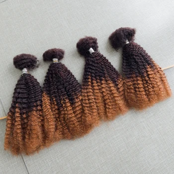 30g/Pack 4C Afro Kinky Curly Human Hair Bulk Extensions No Weft for Permanent Micro Locs/Twists/Braids/Repair Locs Dark Ombre 1