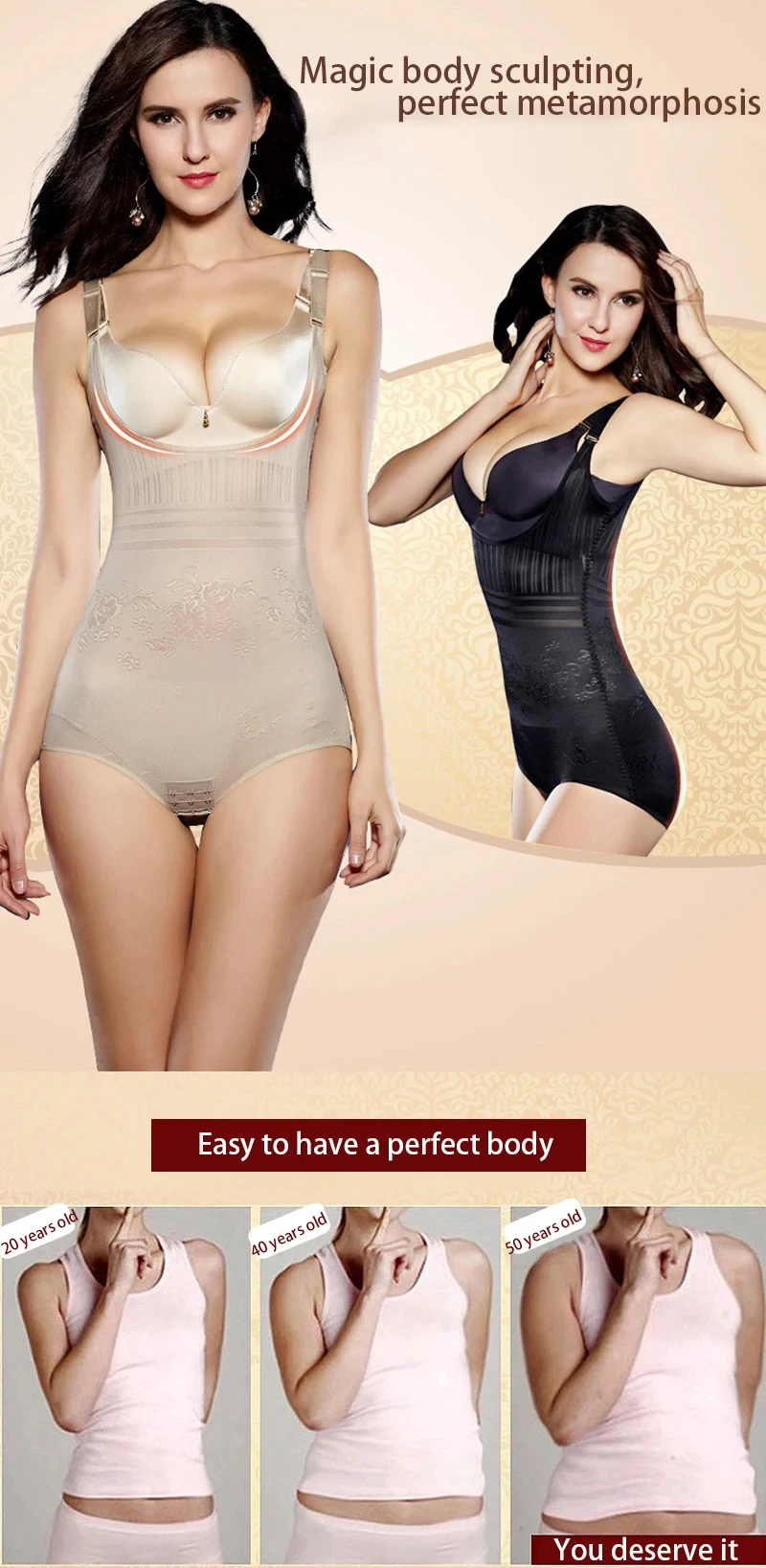 YBFDO Frauen Bodysuit Body Shaper Abnehmen Taille Trainer Gestaltung Shapewear Bauchkontrolle Unterwäsche Flacher Bauch Unterbrustkorsett – Detail 2